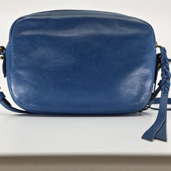 🗝️ Fossil Kendall Blue Suede Flap Fringe Crossbody ✨ Boho Western Bag 🗝️ - Picture 5 of 10